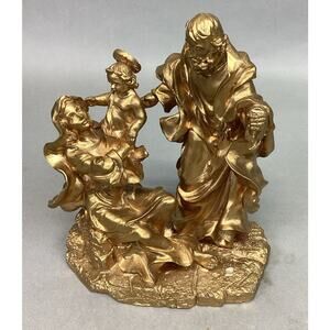 Holy Family In Gold Statue Figurine - 6.5”Hx5”L